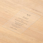 ミネルバモダンエレガントな結婚式の日付を保存 アクリル招待状 (レイダウン)