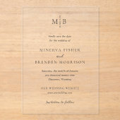 ミネルバモダンエレガントな結婚式の日付を保存 アクリル招待状 (正面)