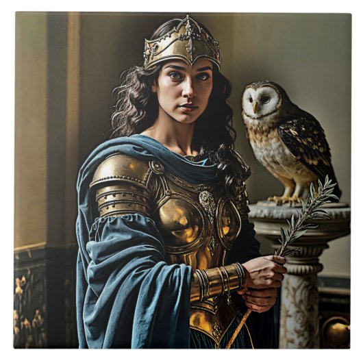 ミネルバ静かの御番 – ローマの女神 タイル (正面)