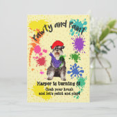 ミネーチャシュナウザードッグアートバースデーパーティ招待状 招待状 (スタンド正面)
