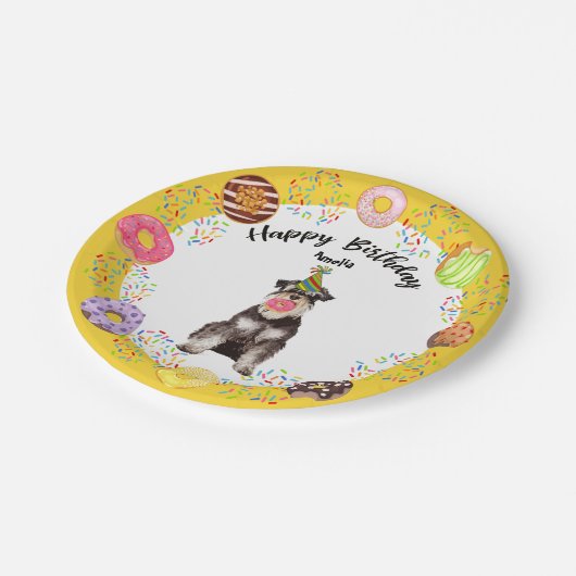 ミネーチャシュナウザードッグ誕生日パーティー紙プレート ペーパープレート (アングル)