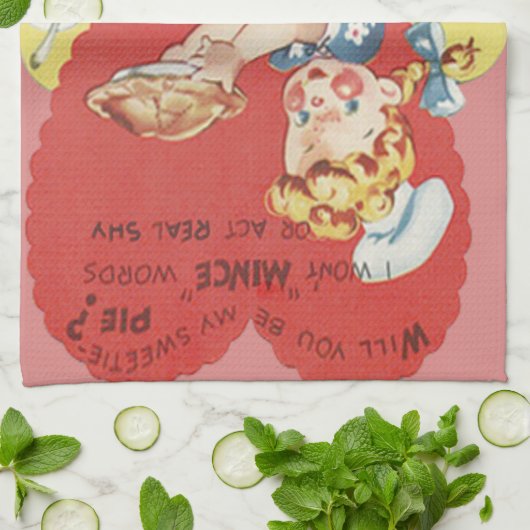 ミネ風変わりスおもしろいアップルパイ仲居バレンタイン キッチンタオル (折り畳み)