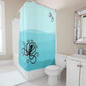 ミノアスタイルシースケープタコ&スワローズ シャワーカーテン (インサイチュ)