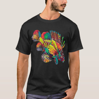 ミノカサゴの魚のカラフルなデザイン Tシャツ