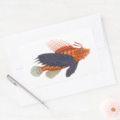 ミノカサゴ- Pterois -ライオンの魚の旧式な版木、銅版、版画 長方形シール (封筒)