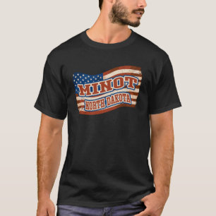 ミノットシティノースダコタヴィンテージ米国国旗 Tシャツ