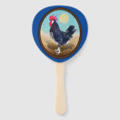 ミノルカの雄鳥 ヴィンテージ オーバル ハンドファン (裏面)