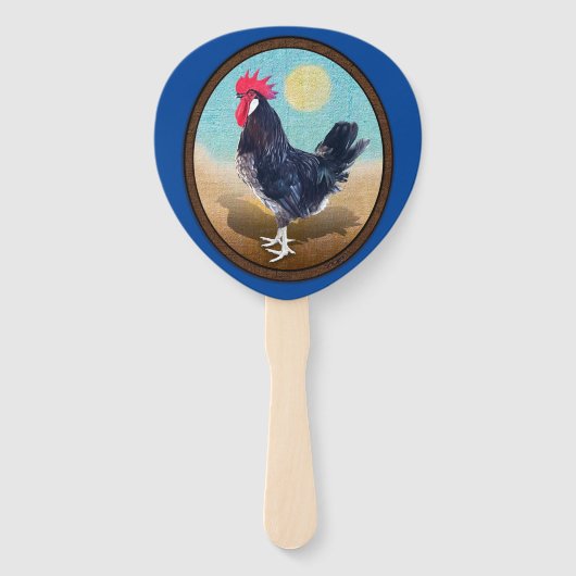 ミノルカの雄鳥 ヴィンテージ オーバル ハンドファン (正面)