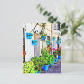 ミハスプエブロの通りのデジタル水彩 ポストカード (スタンド正面)