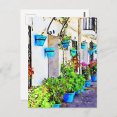 ミハスプエブロの通りのデジタル水彩 ポストカード (正面/裏面)