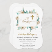 ミバウティゾインビタシオンアイボリーミントフローラバプテスマ 招待状 (正面/裏面)