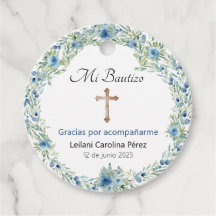 ミバウティゾメッセージカード – ブルーバプテスムラウンドラベル