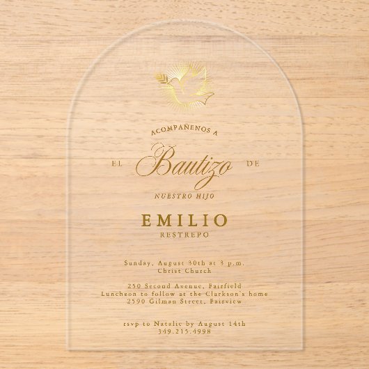 ミバウティゾ金ゴールドドーブバプテスペインのィズム アクリル招待状 (正面)