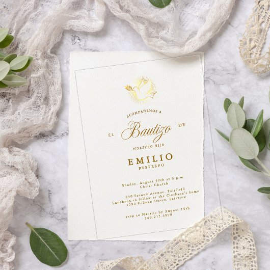 ミバウティゾ金ゴールドドーブバプテスペインのィズム アクリル招待状