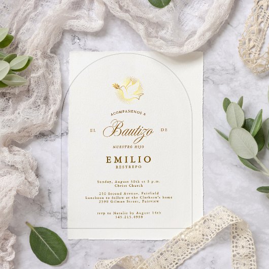 ミバウティゾ金ゴールドドーブバプテスペインのィズム アクリル招待状