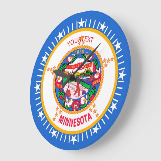 ミパーソナライズされたネソタ州旗デザイン ラージ壁時計 (傾斜)