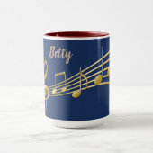 ミパーソナライズされたュージックシンボル、青と赤の組み合わせマグ マグカップ (中央)