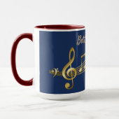 ミパーソナライズされたュージックシンボル、青と赤の組み合わせマグ マグカップ (左)
