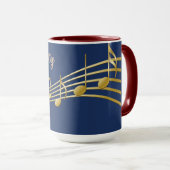 ミパーソナライズされたュージックシンボル、青と赤の組み合わせマグ マグカップ (正面右)