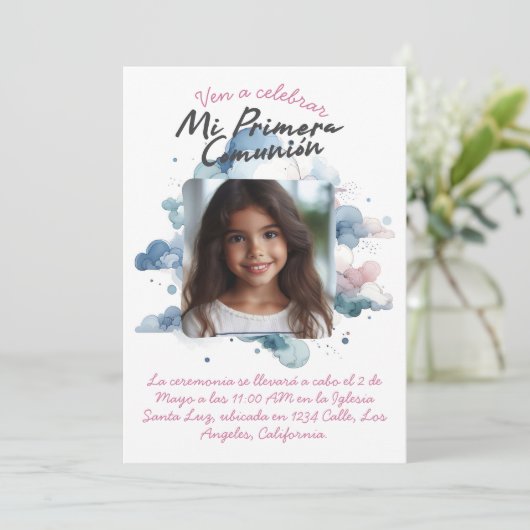 ミプリメラコムニオンコンフォスペインのトウォーター色 招待状 (スタンド正面)