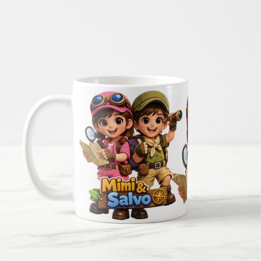 ミミとサルヴォの双子 ガール&ボーイ コーヒーマグカップ (左)