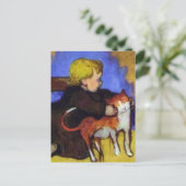 ミミと彼女の猫byポール・ゴーギャン ポストカード (スタンド正面)