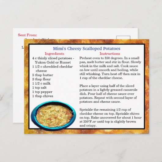 ミミのホタテ芋レシピカードパーソナライズされた ポストカード (正面/裏面)