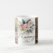 ミミイラの贈り物2フォトピンクガーリーの水色フローラ コーヒーマグカップ (中央)