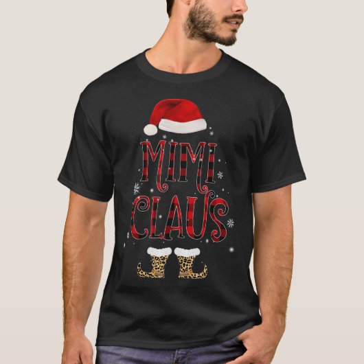 ミミクラウス ヒョウ柄 クリスマスパジャマ サンタ プレゼント Tシャツ (正面)