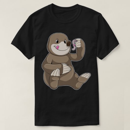 ミミズ付きモグラ Tシャツ (デザイン正面)