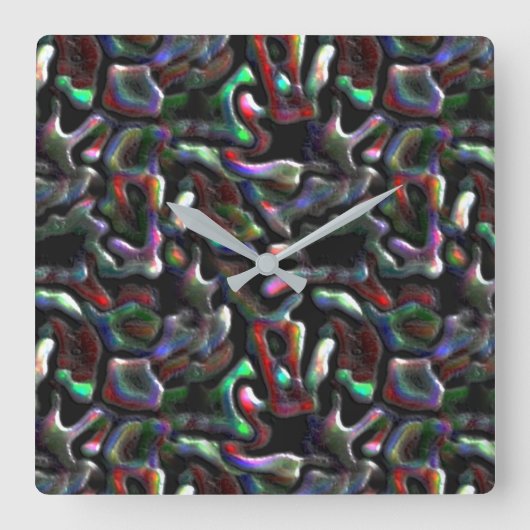 ミミズ型カラフルの人工物？スロー スクエア壁時計 (正面)