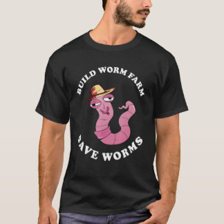 ミミズ農家セーブワームズハットレッドウィグラーミミズコンポスト Tシャツ