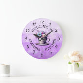 ミミパーソナライズされたの台所へようこそ ラージ壁時計 (ホーム)