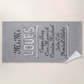 ミミパーソナライズされたはザクロが大好き ビーチタオル (正面)