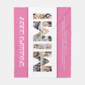 ミミフォトコラージュ切り出しおばあちゃん誕生日 フリースブランケット (正面)