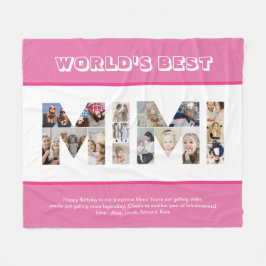 ミミフォトコラージュ切り出しおばあちゃん誕生日 フリースブランケット