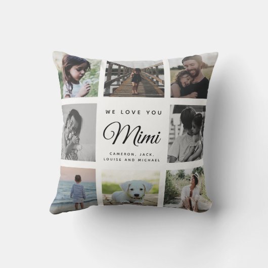 ミミモダンシック母の日ファミリーフォトコラージュ クッション (裏面)