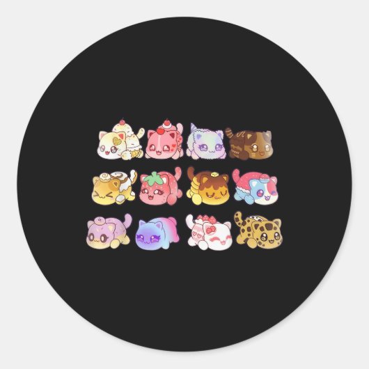 ミミュー猫がグッと鳴る ラウンドシール (正面)