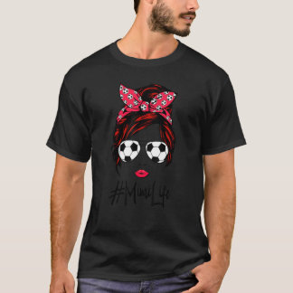 ミミライフ お団子ヘア サッカー選手ママ Tシャツ