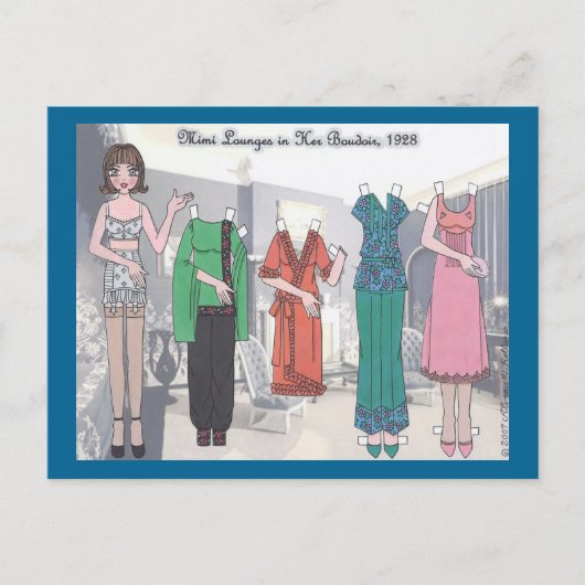 ミミラウンジの彼女のブードワール紙の人形はがき ポストカード (正面)