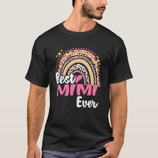 ミミ最高のーエバーおもしろいピンクヒョウ虹マザーズ Tシャツ (正面)