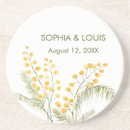 ミモサの花ロマン結婚ティック コースター