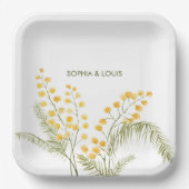 ミモサの花ロマン結婚ティック ペーパープレート (正面)