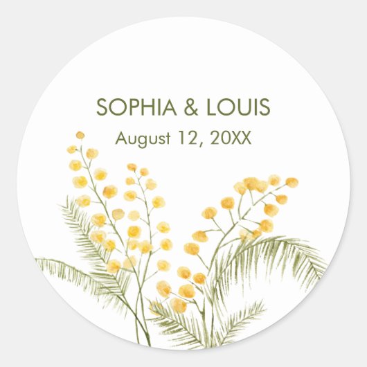 ミモサの花ロマン結婚ティック ラウンドシール (正面)
