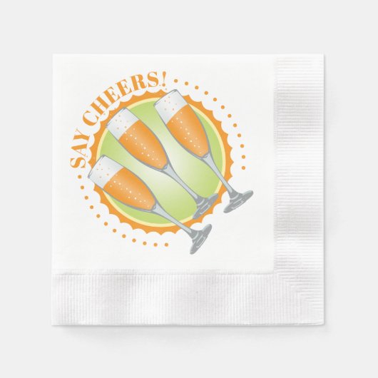ミモサオレンジシャンパングラス 縁ありカクテルナプキン (正面)
