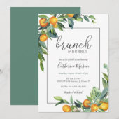 ミモサオレンジブランチアンドバブリーブライダルシャワー 招待状 (正面/裏面)