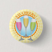 ミモサシャンパカラフルングラスボタン 缶バッジ (正面)