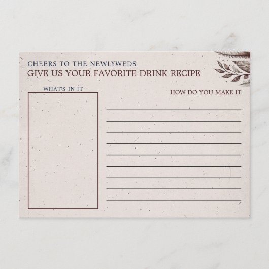 ミモサス&マトリクスブライダルシャワードリンクレシピ エンクロージャーカード (正面)
