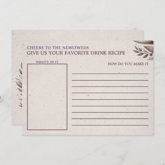 ミモサス&マトリクスブライダルシャワードリンクレシピ エンクロージャーカード (正面/裏面)