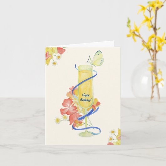 ミモサハッピーバースデー! カード (黄色い花)